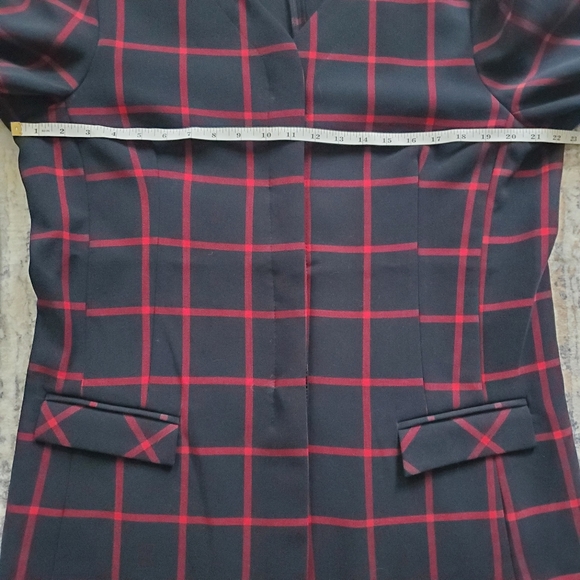 NorthStyle Women's Navy Blue Blazer with Red window Pane Plaid print Sz XL EUC - Picture 4 of 15